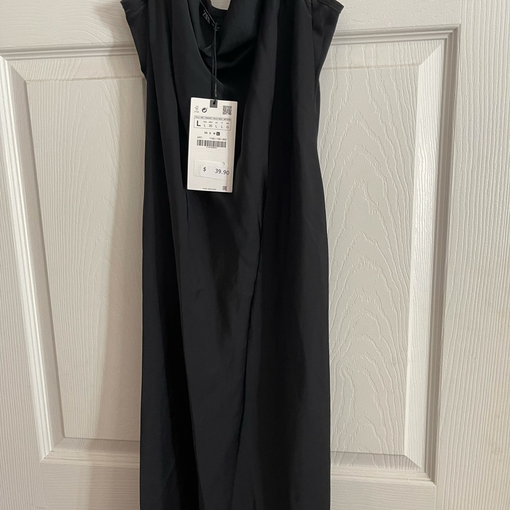 Zara black silk slip dress classic size large